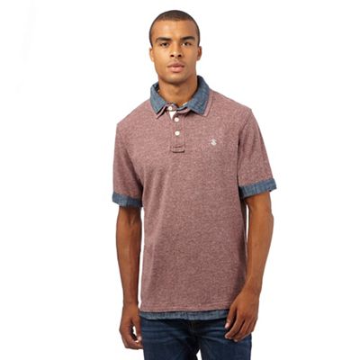 St George by Duffer Dark red mock polo shirt